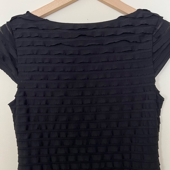 Banana Republic Womens Black Tiered Ruffle Dress Small Sheath Cocktail Stretch - Picture 8 of 15